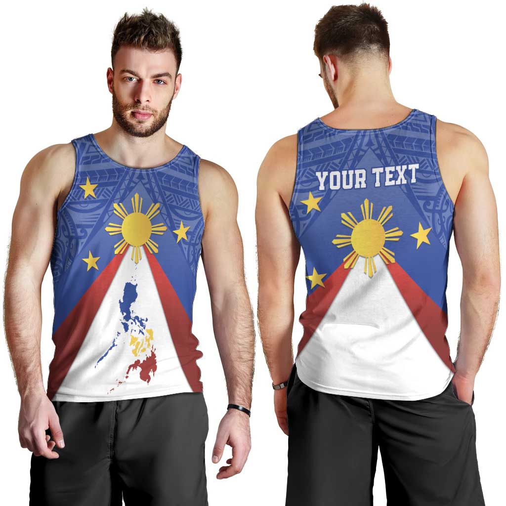 Personalized Pilipinas Eight-Rayed Sun Men Tank Top Philippines Map With Polynesian Style