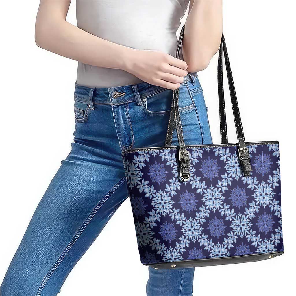 Palaka Hawaiian Quilt Seamless Pattern Leather Tote Bag - Polynesian Pride
