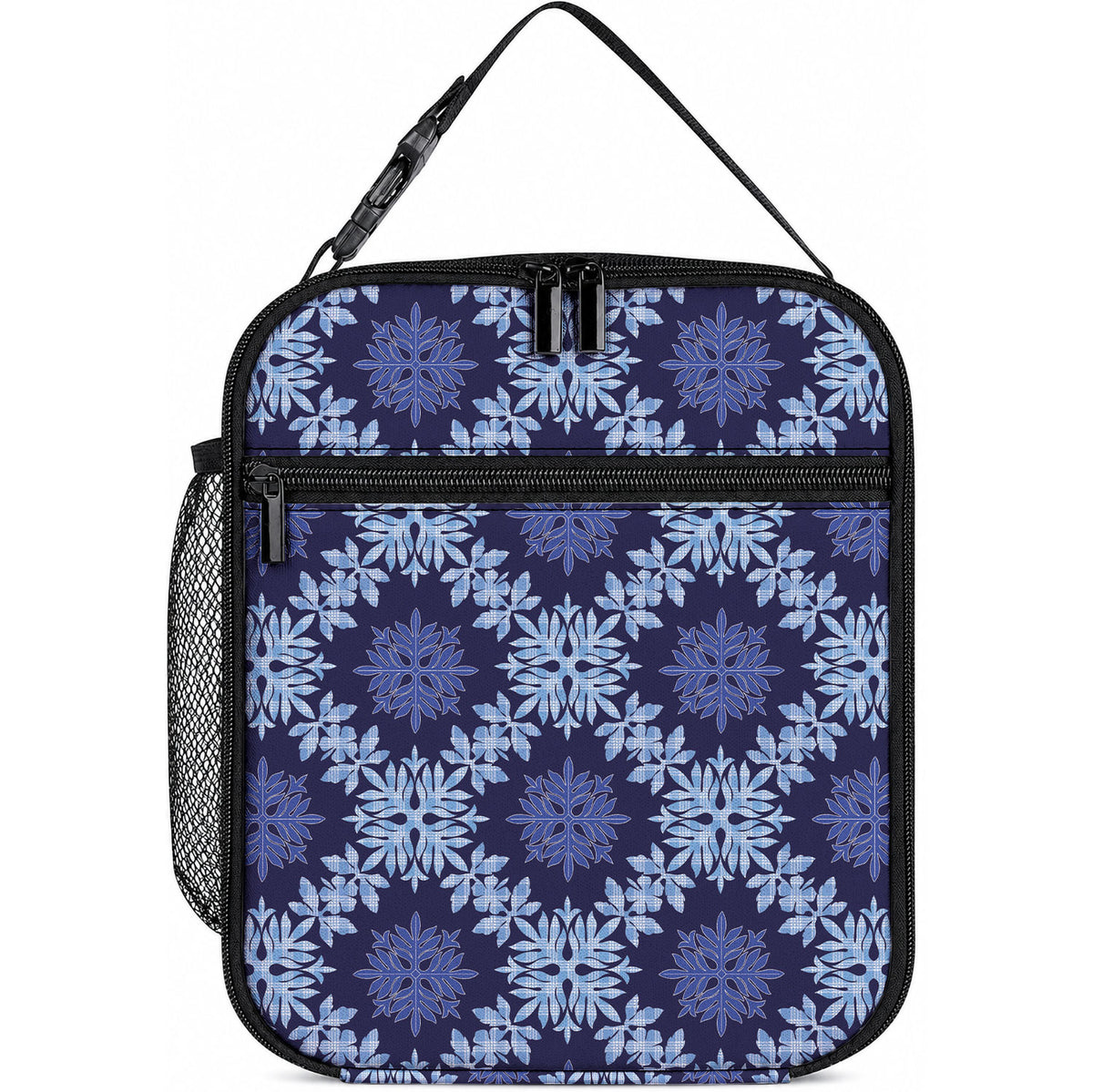 Palaka Hawaiian Quilt Seamless Pattern Lunch Bag LT9 10.2 × 8.3 × 4.3 inch Blue - Polynesian Pride