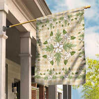 Squares Maile Leaf Garden Flag Beige Palaka Hawaiian Quilt Pattern - Polynesian Pride
