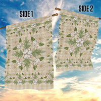 Squares Maile Leaf Garden Flag Beige Palaka Hawaiian Quilt Pattern - Polynesian Pride