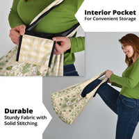 Squares Maile Leaf Grocery Bag Beige Palaka Hawaiian Quilt Pattern - Polynesian Pride