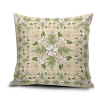 Squares Maile Leaf Pillow Cover Beige Palaka Hawaiian Quilt Pattern - Polynesian Pride