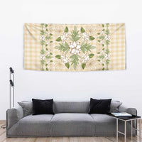 Squares Maile Leaf Tapestry Beige Palaka Hawaiian Quilt Pattern - Polynesian Pride