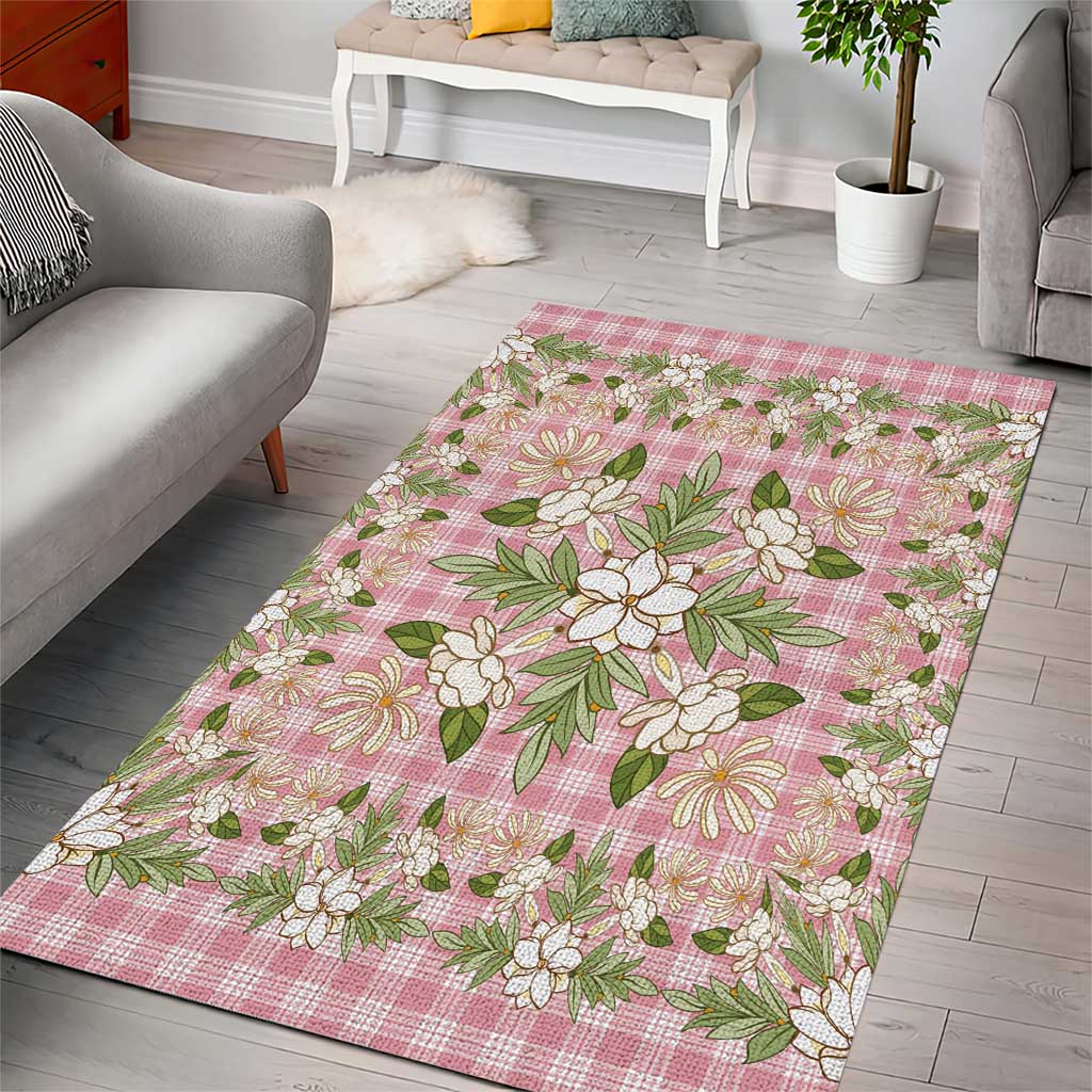 Squares Maile Leaf Area Rug Pink Palaka Hawaiian Quilt Pattern - Polynesian Pride