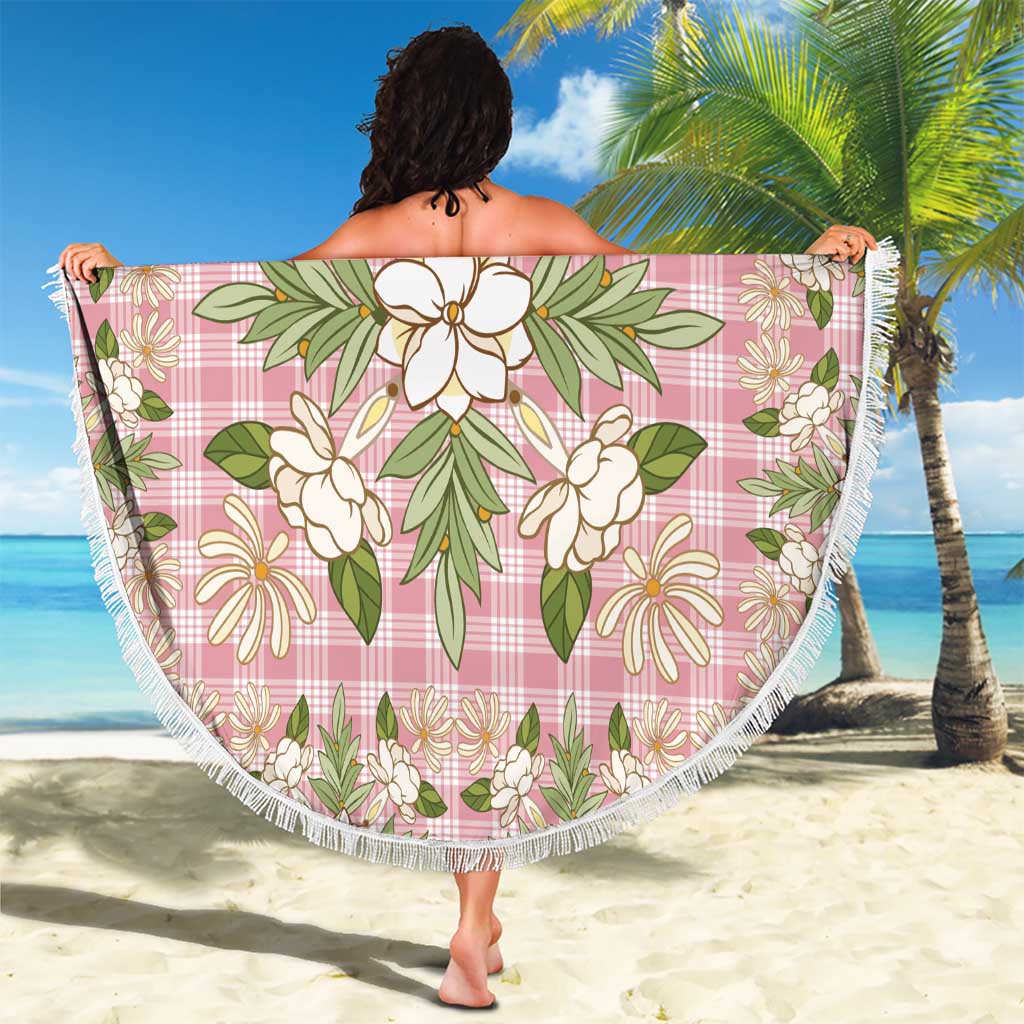 Squares Maile Leaf Beach Blanket Pink Palaka Hawaiian Quilt Pattern - Polynesian Pride