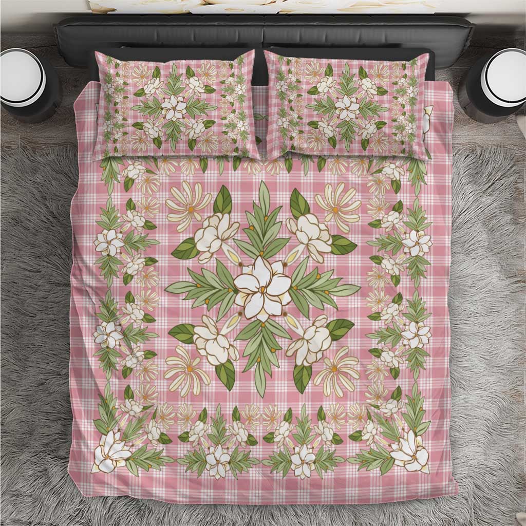 Squares Maile Leaf Bedding Set Pink Palaka Hawaiian Quilt Pattern - Polynesian Pride