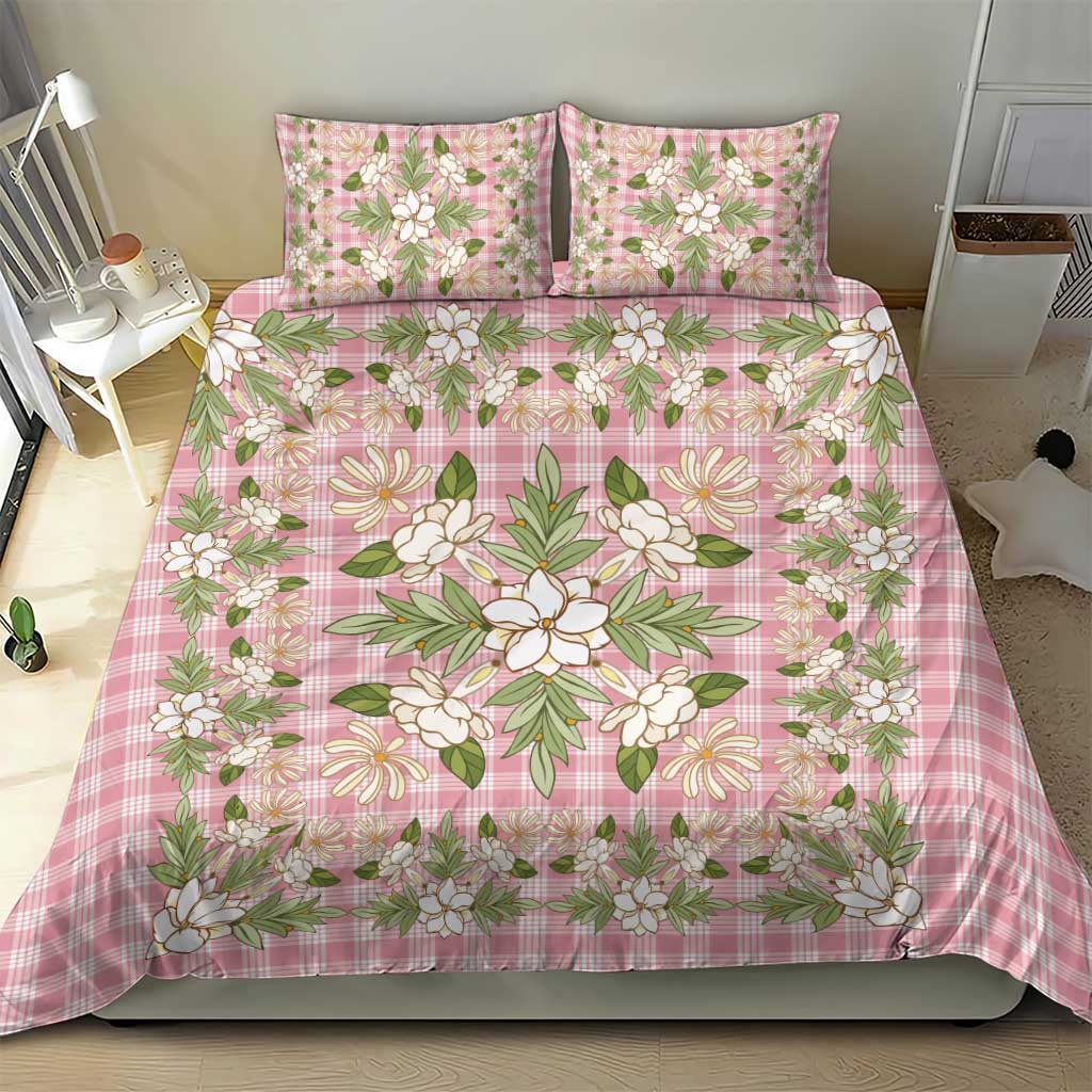 Squares Maile Leaf Bedding Set Pink Palaka Hawaiian Quilt Pattern - Polynesian Pride