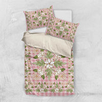 Squares Maile Leaf Bedding Set Pink Palaka Hawaiian Quilt Pattern - Polynesian Pride
