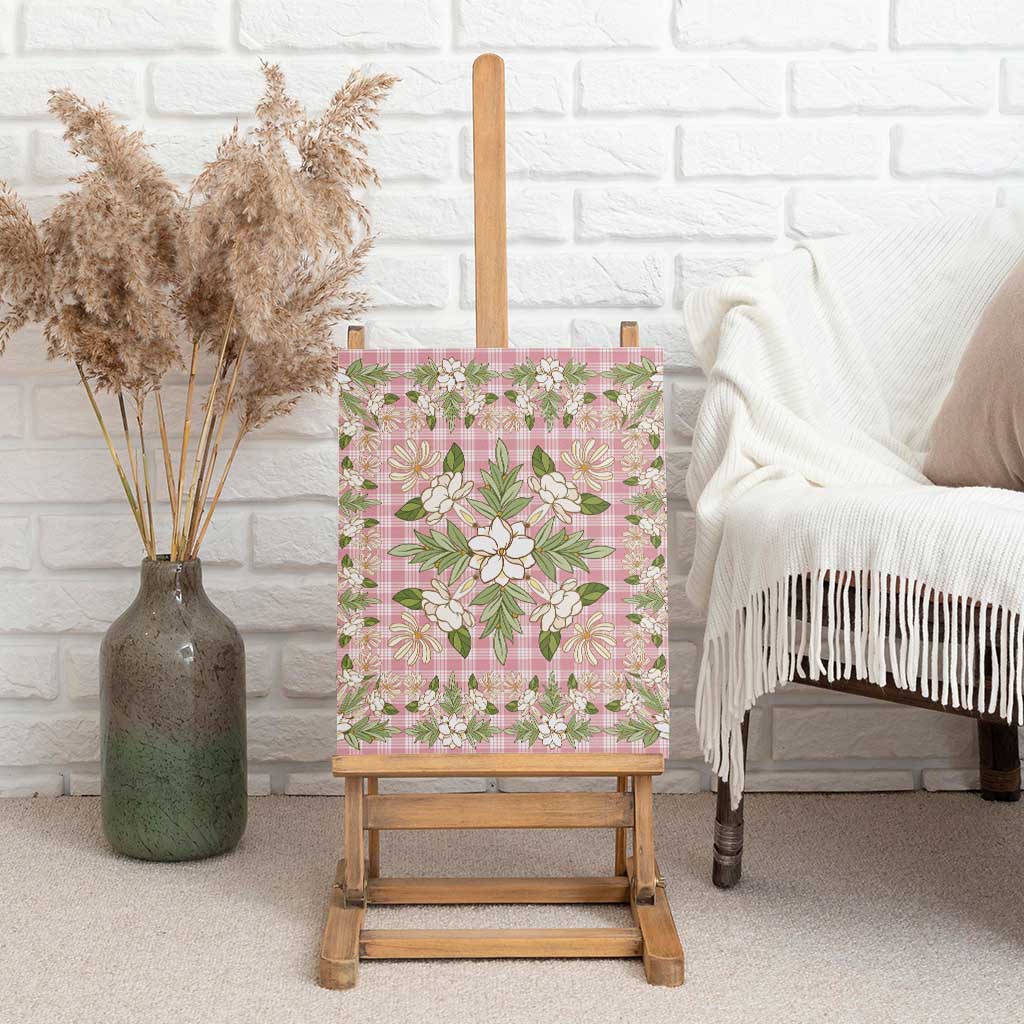 Squares Maile Leaf Canvas Wall Art Pink Palaka Hawaiian Quilt Pattern - Polynesian Pride