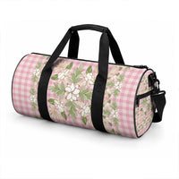 Squares Maile Leaf Duffle Bag Pink Palaka Hawaiian Quilt Pattern LT9 - Polynesian Pride