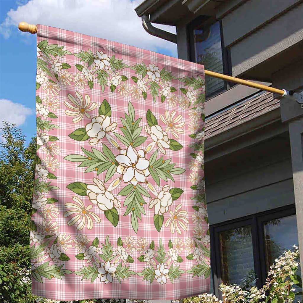 Squares Maile Leaf Garden Flag Pink Palaka Hawaiian Quilt Pattern - Polynesian Pride