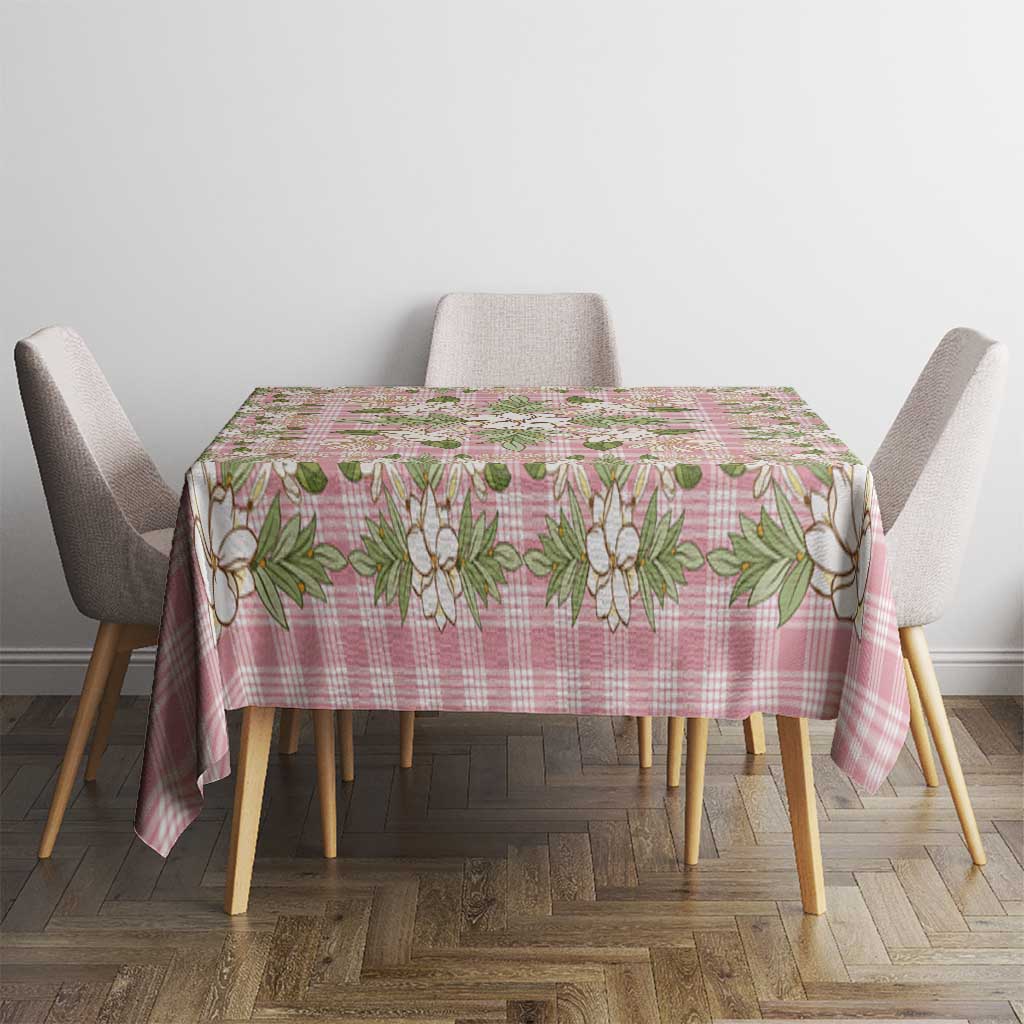 Squares Maile Leaf Tablecloth Pink Palaka Hawaiian Quilt Pattern - Polynesian Pride