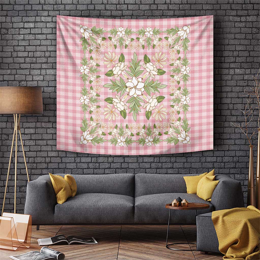 Squares Maile Leaf Tapestry Pink Palaka Hawaiian Quilt Pattern - Polynesian Pride