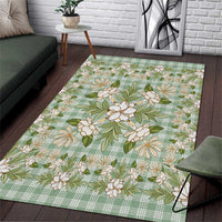 Squares Maile Leaf Area Rug Turquoise Palaka Hawaiian Quilt Pattern - Polynesian Pride