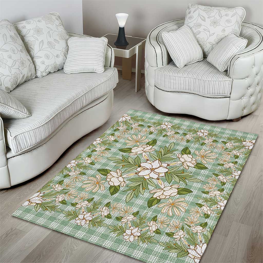 Squares Maile Leaf Area Rug Turquoise Palaka Hawaiian Quilt Pattern - Polynesian Pride