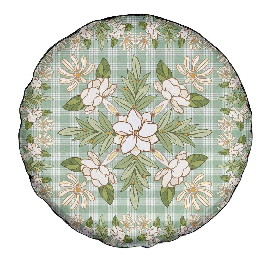 Squares Maile Leaf Spare Tire Cover Turquoise Palaka Hawaiian Quilt Pattern - Polynesian Pride