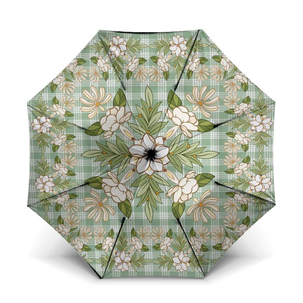 Squares Maile Leaf Umbrella Turquoise Palaka Hawaiian Quilt Pattern - Polynesian Pride