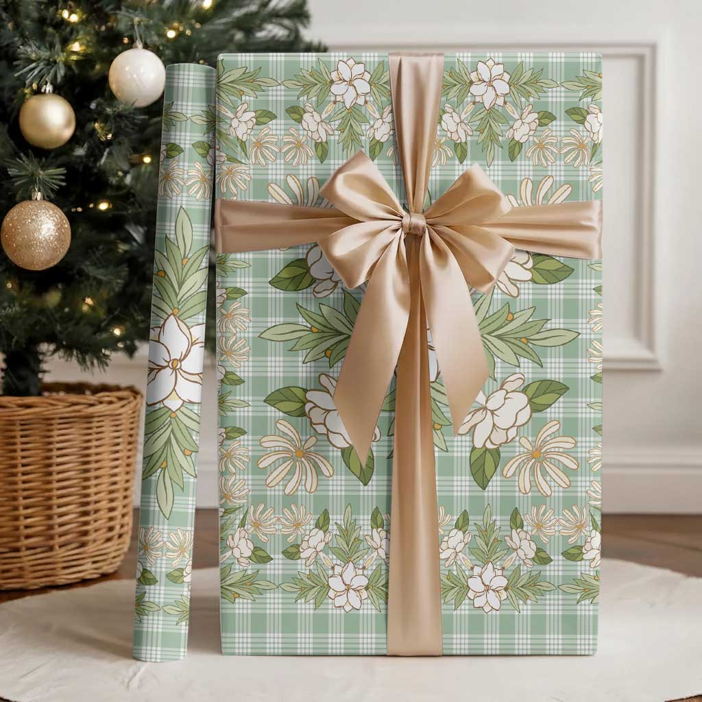 Squares Maile Leaf Wrapping Paper Turquoise Palaka Hawaiian Quilt Pattern - Polynesian Pride