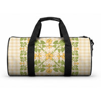 Squares Puakenikeni and Kalo Duffle Bag Beige Palaka Hawaiian Quilt Pattern LT9 One size Beige - Polynesian Pride