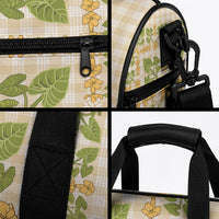 Squares Puakenikeni and Kalo Duffle Bag Beige Palaka Hawaiian Quilt Pattern LT9 - Polynesian Pride
