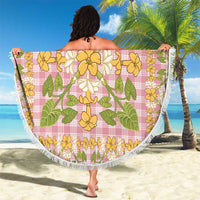 Squares Puakenikeni and Kalo Beach Blanket Pink Palaka Hawaiian Quilt Pattern - Polynesian Pride