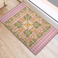 Squares Puakenikeni and Kalo Rubber Doormat Pink Palaka Hawaiian Quilt Pattern - Polynesian Pride