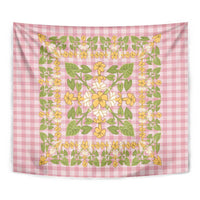 Squares Puakenikeni and Kalo Tapestry Pink Palaka Hawaiian Quilt Pattern - Polynesian Pride