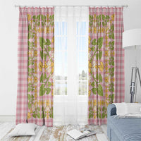 Squares Puakenikeni and Kalo Window Curtain Pink Palaka Hawaiian Quilt Pattern - Polynesian Pride