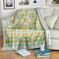 Squares Puakenikeni and Kalo Blanket Turquoise Palaka Hawaiian Quilt Pattern - Polynesian Pride