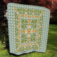 Squares Puakenikeni and Kalo Quilt Turquoise Palaka Hawaiian Quilt Pattern - Polynesian Pride