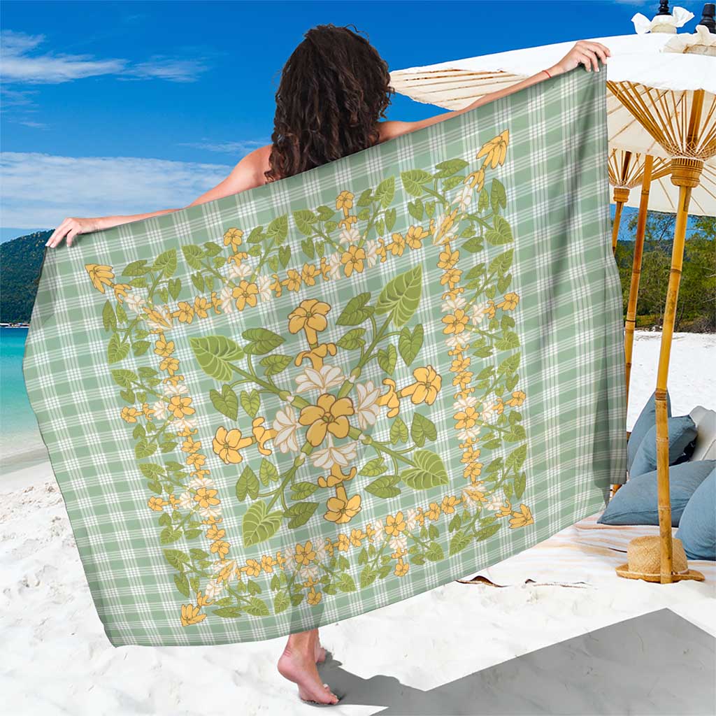 Squares Puakenikeni and Kalo Sarong Turquoise Palaka Hawaiian Quilt Pattern - Polynesian Pride