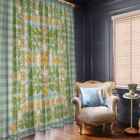 Squares Puakenikeni and Kalo Window Curtain Turquoise Palaka Hawaiian Quilt Pattern - Polynesian Pride