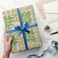 Squares Puakenikeni and Kalo Wrapping Paper Turquoise Palaka Hawaiian Quilt Pattern - Polynesian Pride