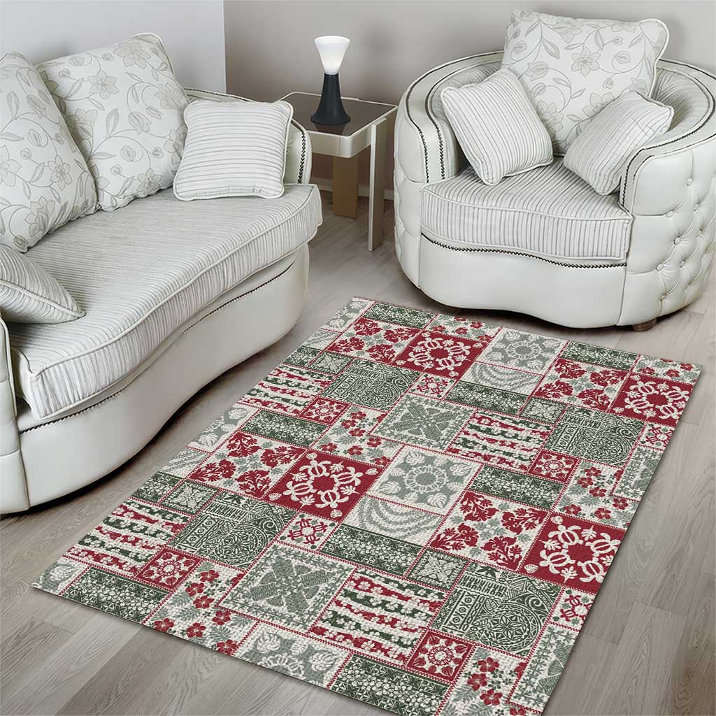 Mele Kalikimaka Hawaii Christmas Area Rug Aloha Spirit with Hawaiian Quilt Pattern - Polynesian Pride