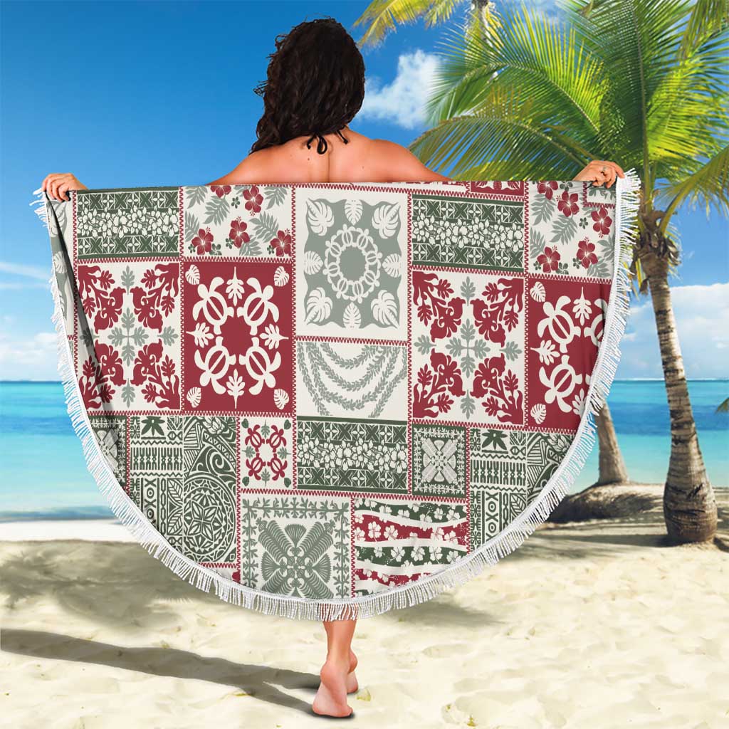 Mele Kalikimaka Hawaii Christmas Beach Blanket Aloha Spirit with Hawaiian Quilt Pattern - Polynesian Pride