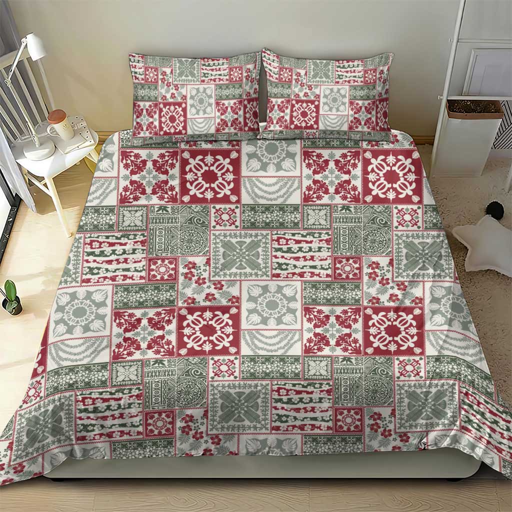 Mele Kalikimaka Hawaii Christmas Bedding Set Aloha Spirit with Hawaiian Quilt Pattern - Polynesian Pride
