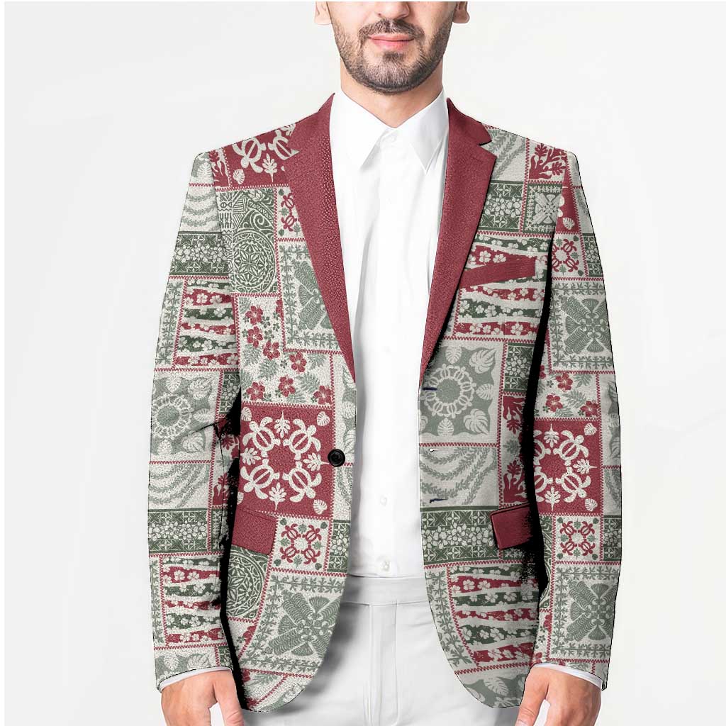 Mele Kalikimaka Hawaii Christmas Blazer Aloha Spirit with Hawaiian Quilt Pattern - Polynesian Pride