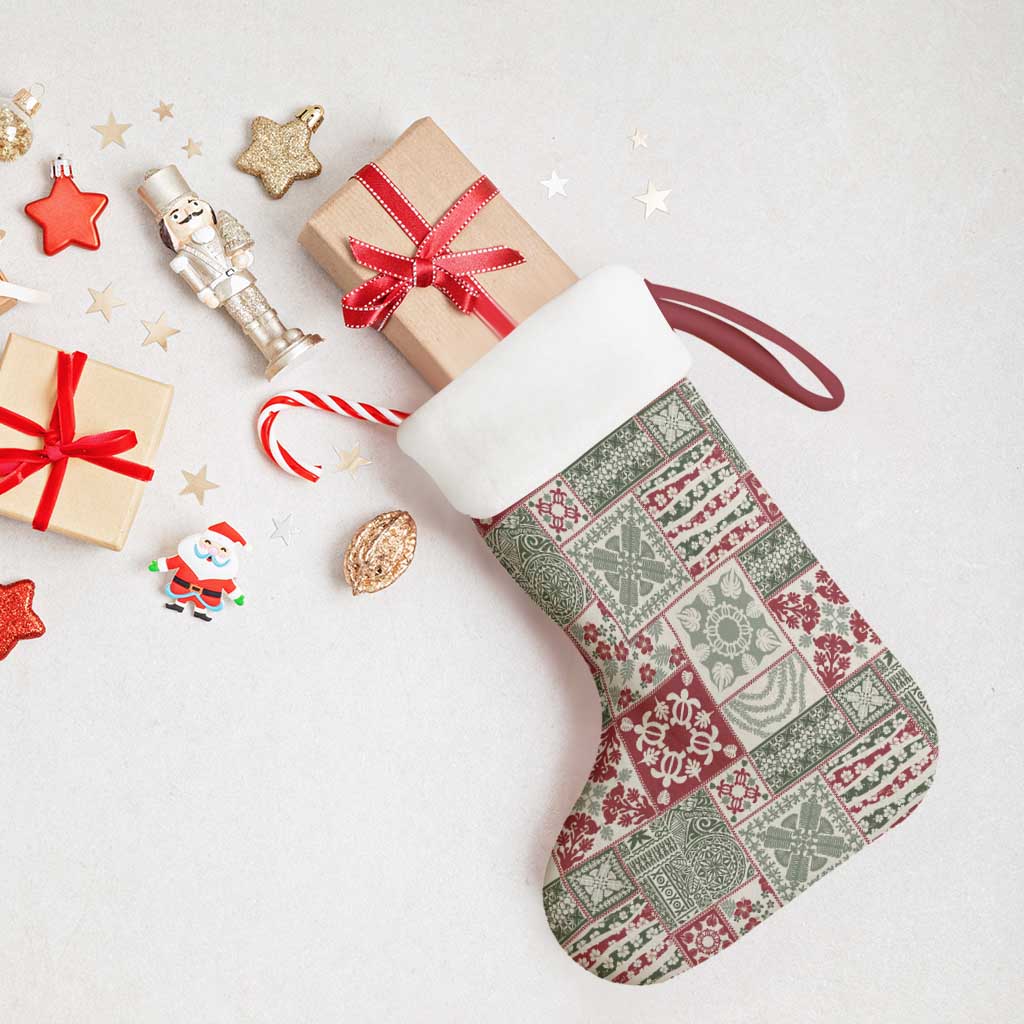 Mele Kalikimaka Hawaii Christmas Stocking Aloha Spirit with Hawaiian Quilt Pattern - Polynesian Pride