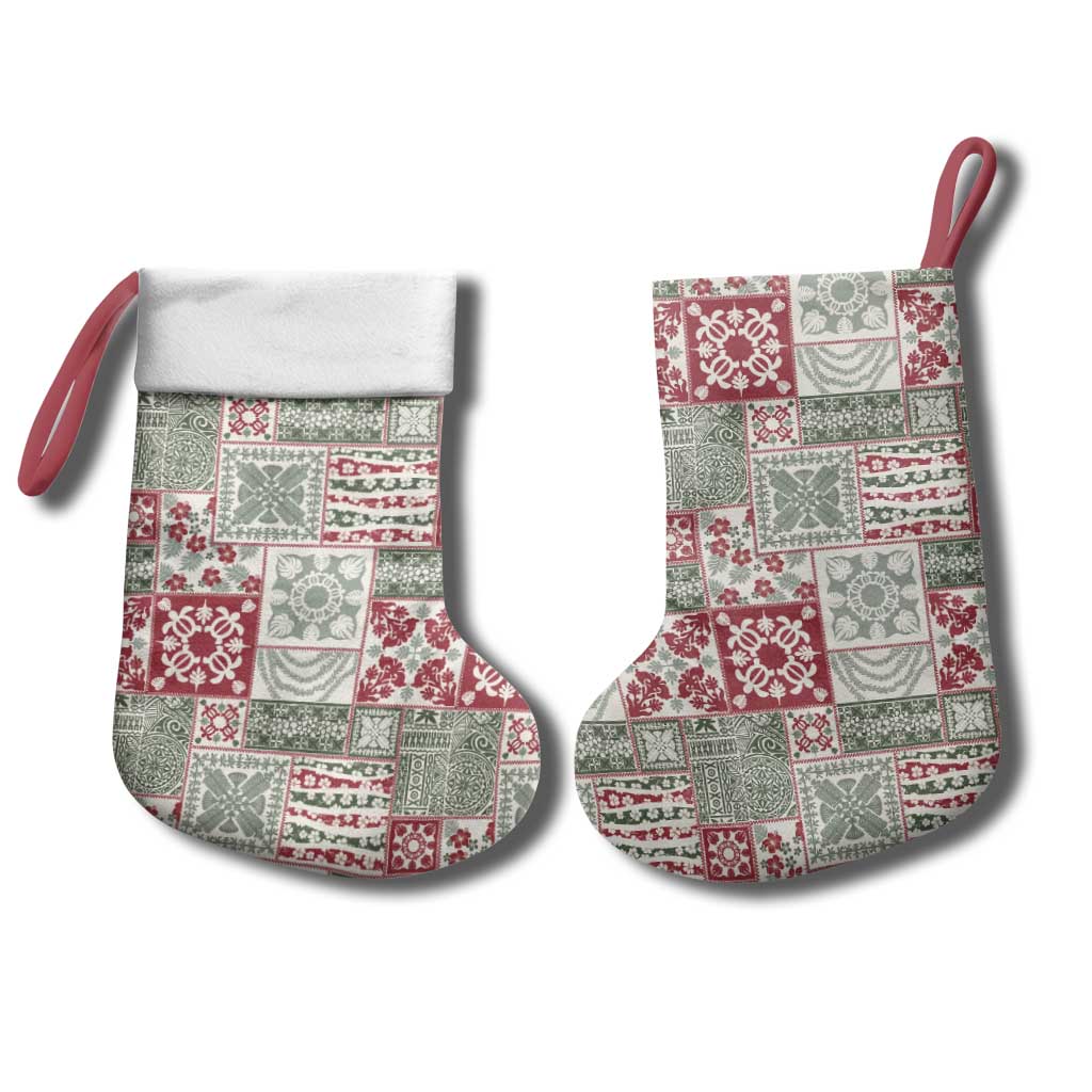 Mele Kalikimaka Hawaii Christmas Stocking Aloha Spirit with Hawaiian Quilt Pattern - Polynesian Pride