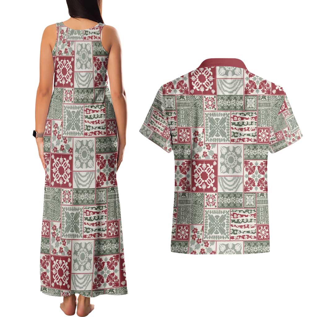 Mele Kalikimaka Hawaii Christmas Couples Matching Tank Maxi Dress and Hawaiian Shirt Aloha Spirit with Hawaiian Quilt Pattern LT9 - Polynesian Pride