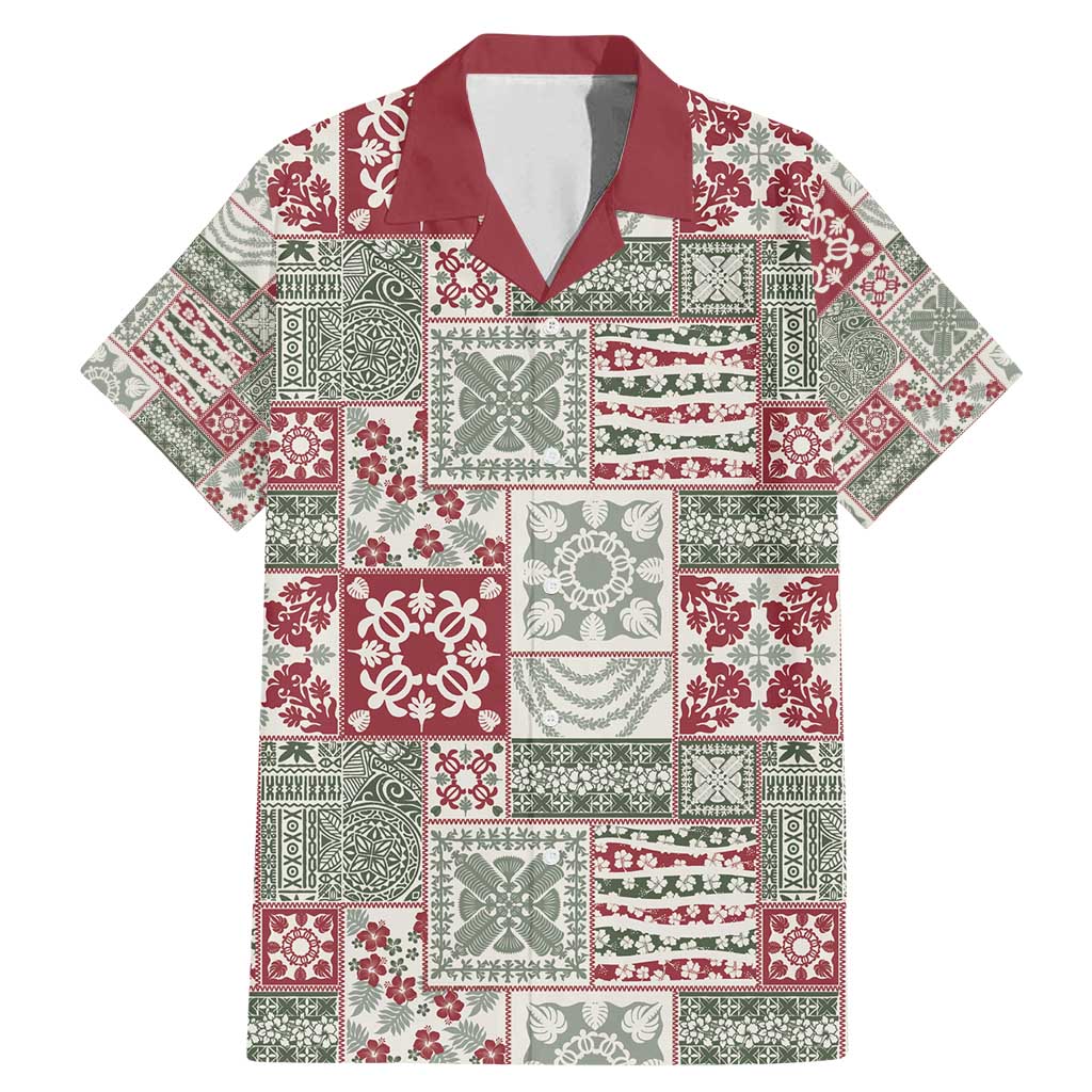 Mele Kalikimaka Hawaii Christmas Family Matching Mermaid Dress and Hawaiian Shirt Aloha Spirit with Hawaiian Quilt Pattern LT9 Dad's Shirt - Short Sleeve Beige - Polynesian Pride