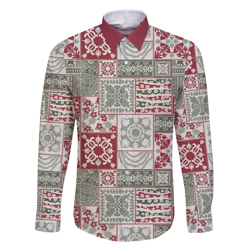 Mele Kalikimaka Hawaii Christmas Family Matching Mermaid Dress and Hawaiian Shirt Aloha Spirit with Hawaiian Quilt Pattern LT9 Dad's Shirt - Long Sleeve Beige - Polynesian Pride