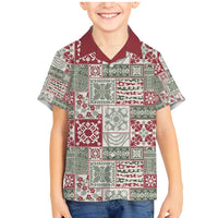 Mele Kalikimaka Hawaii Christmas Family Matching Mermaid Dress and Hawaiian Shirt Aloha Spirit with Hawaiian Quilt Pattern LT9 Son's Shirt Beige - Polynesian Pride
