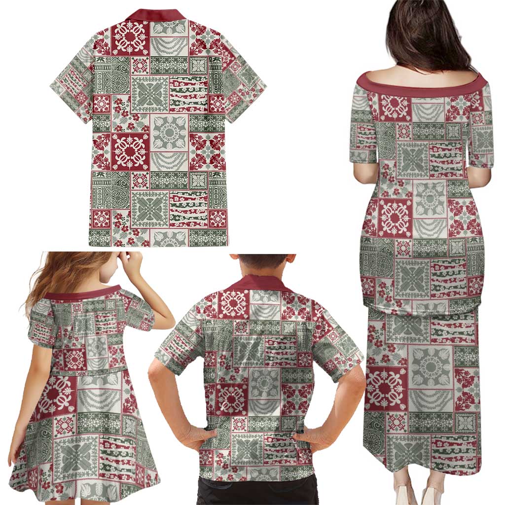 Mele Kalikimaka Hawaii Christmas Family Matching Puletasi and Hawaiian Shirt Aloha Spirit with Hawaiian Quilt Pattern LT9 - Polynesian Pride