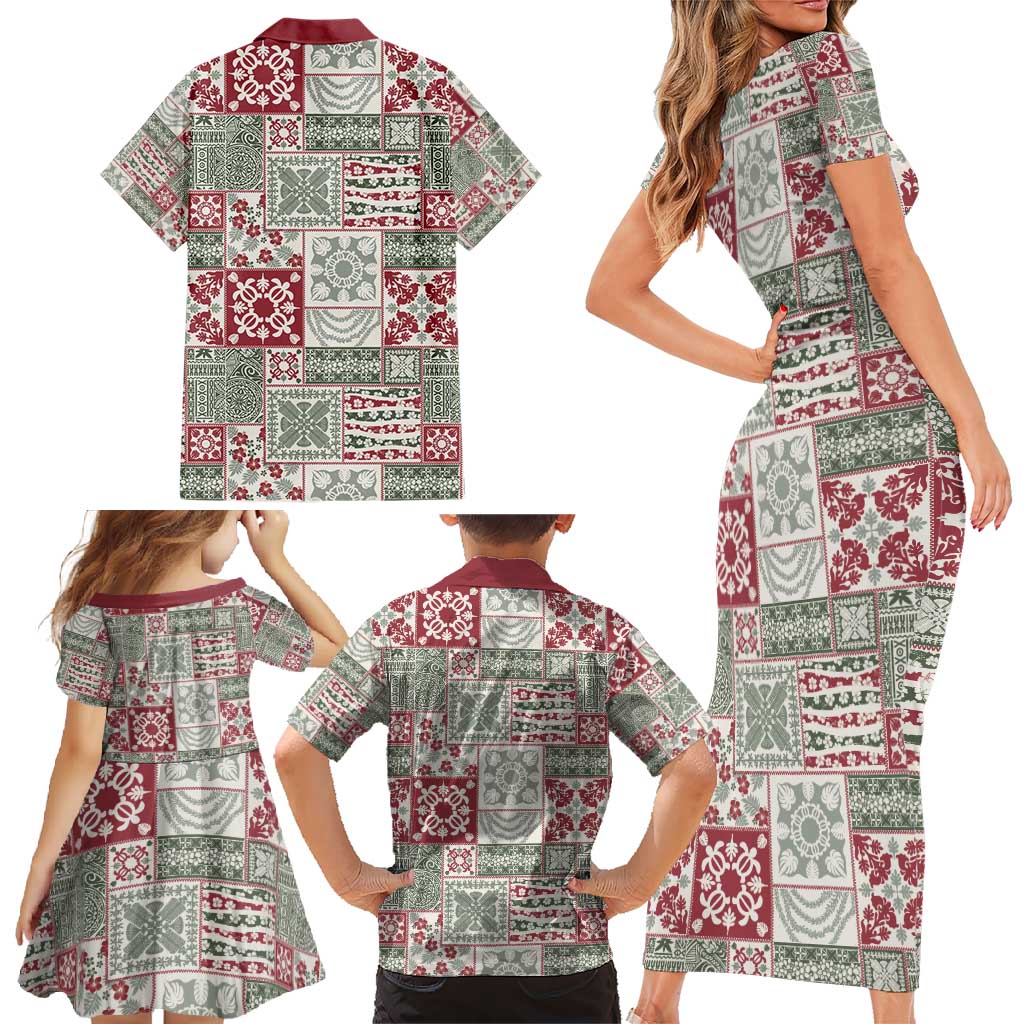 Mele Kalikimaka Hawaii Christmas Family Matching Short Sleeve Bodycon Dress and Hawaiian Shirt Aloha Spirit with Hawaiian Quilt Pattern LT9 - Polynesian Pride