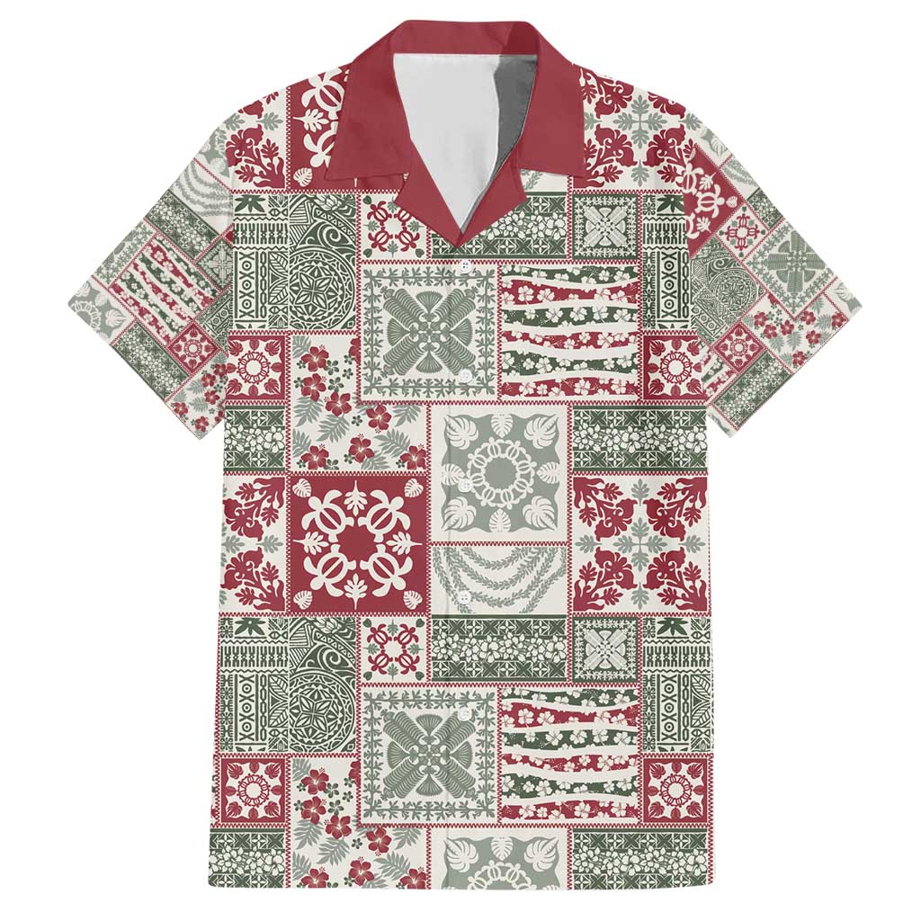 Mele Kalikimaka Hawaii Christmas Family Matching Short Sleeve Bodycon Dress and Hawaiian Shirt Aloha Spirit with Hawaiian Quilt Pattern LT9 Dad's Shirt - Short Sleeve Beige - Polynesian Pride
