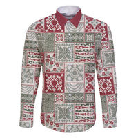 Mele Kalikimaka Hawaii Christmas Family Matching Short Sleeve Bodycon Dress and Hawaiian Shirt Aloha Spirit with Hawaiian Quilt Pattern LT9 Dad's Shirt - Long Sleeve Beige - Polynesian Pride
