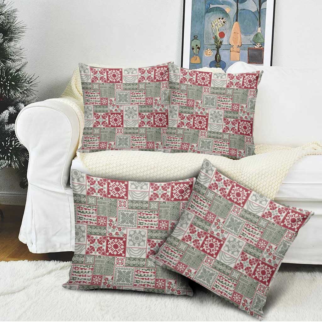 Mele Kalikimaka Hawaii Christmas Pillow Cover Aloha Spirit with Hawaiian Quilt Pattern - Polynesian Pride