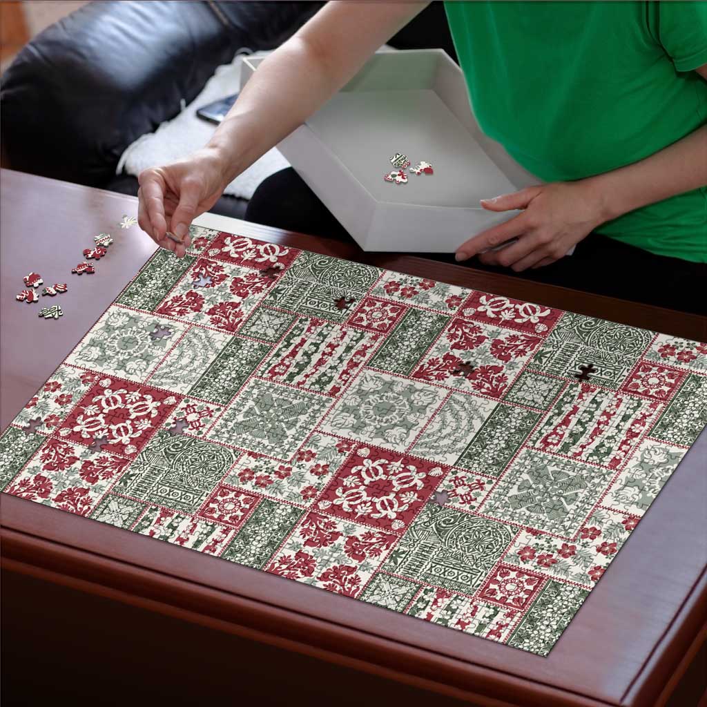 Mele Kalikimaka Hawaii Christmas Puzzle Aloha Spirit with Hawaiian Quilt Pattern LT9 - Polynesian Pride
